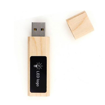 Wooden USB light-up logo